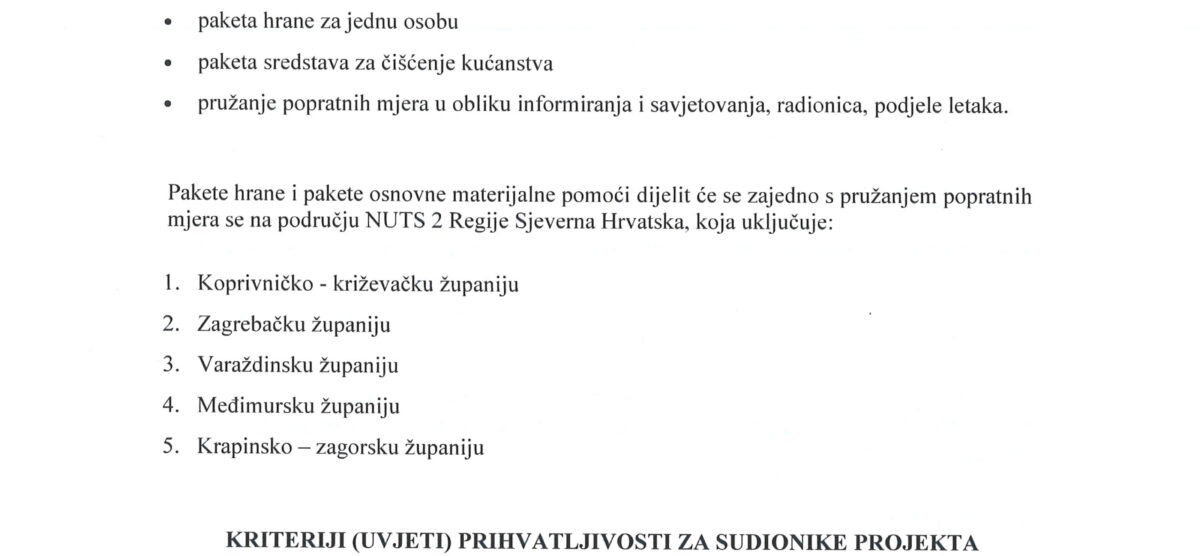 JAVNI POZIV “Paketi pomoći za sjevernu Hrvatsku”