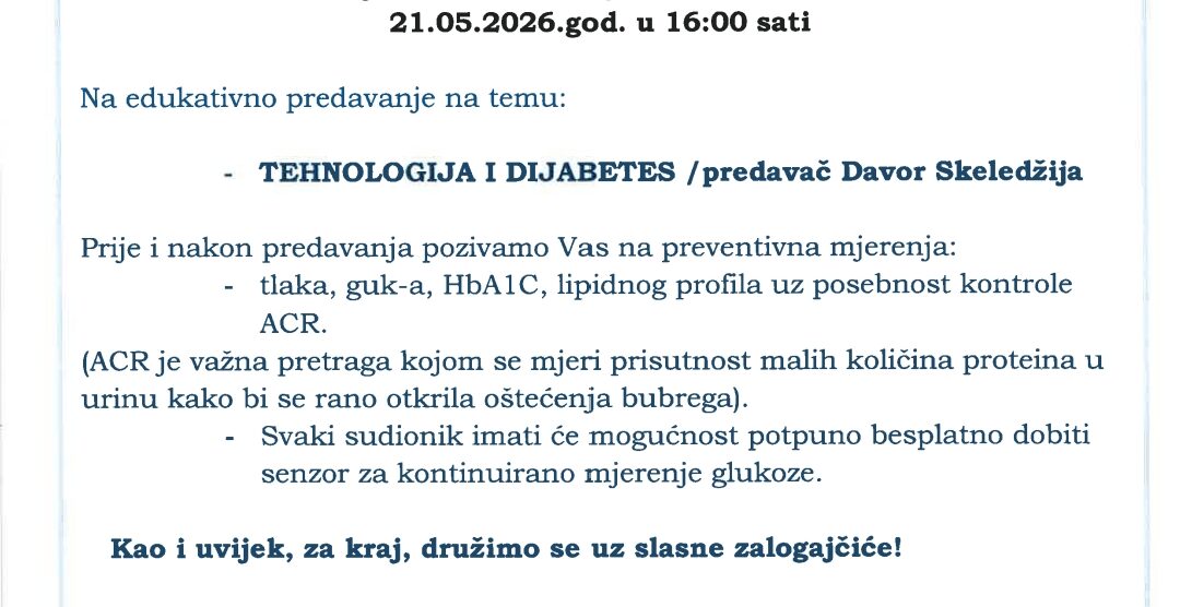 Pozivamo vas na edukativno predavanje